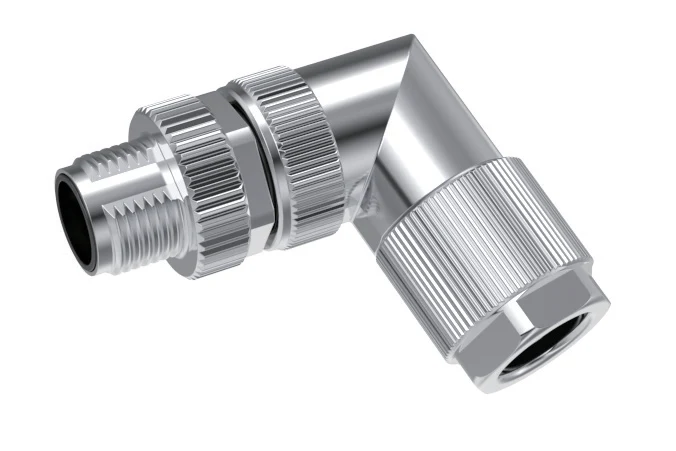 GLOBIX M12 conector para cable de montaje en campo – Contactos macho, Acodado, Apantallado
