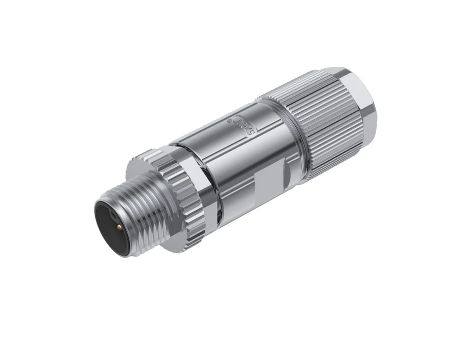 GLOBIX M12 conector para cable de montaje en campo – Contactos macho, Recto, Apantallado