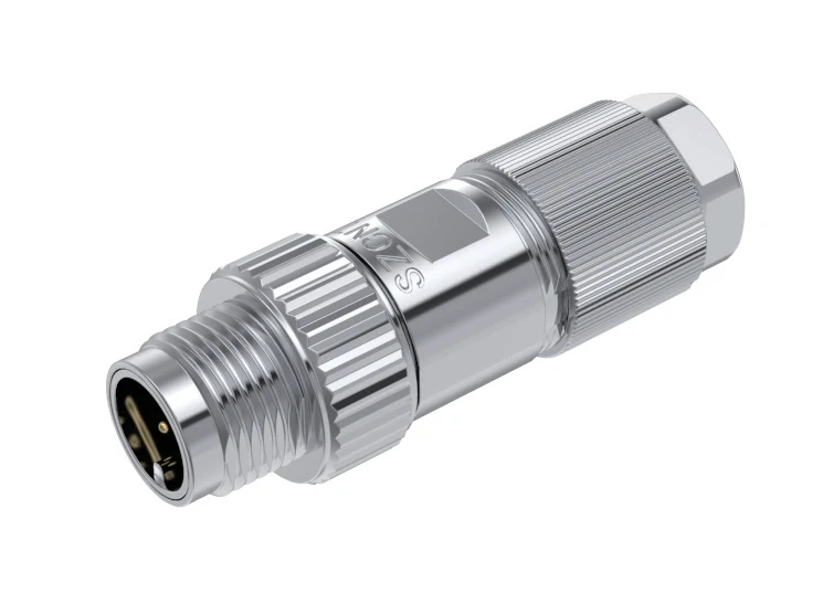 GLOBIX M12 conector para cable de montaje en campo – Contactos macho, Recto, Apantallado