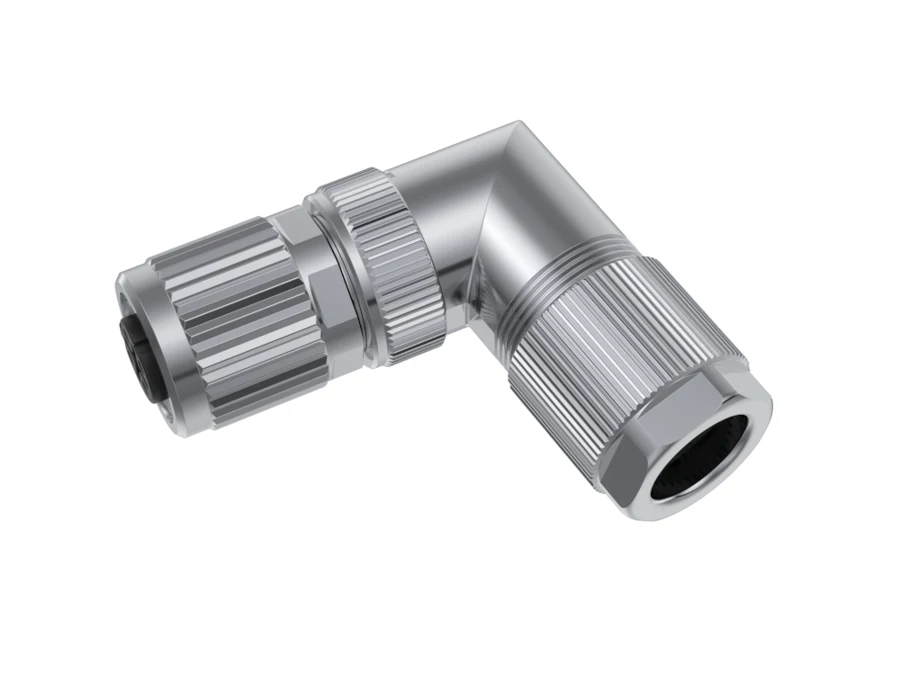 GLOBIX M12 conector para cable de montaje en campo – Contactos hembra, Acodado, Apantallado