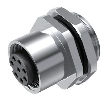 GLOBIX M12 Conexión de panel – Contactos hembra, Sin apantallamiento, Terminación para soldadura